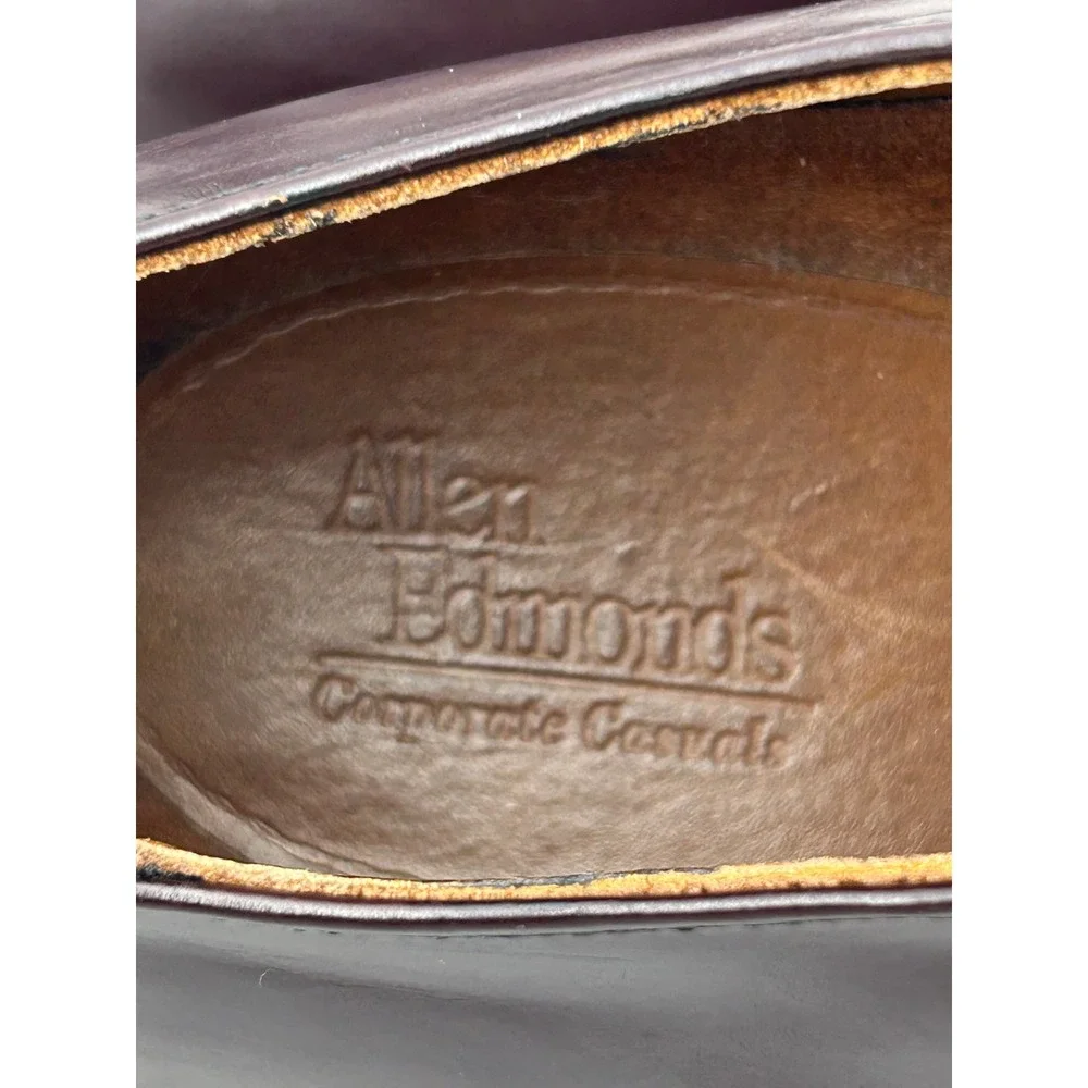 Allen Edmonds Corporate Casuals Men Sz 10 D Saddle Shoes Burgundy Black‎ Leather